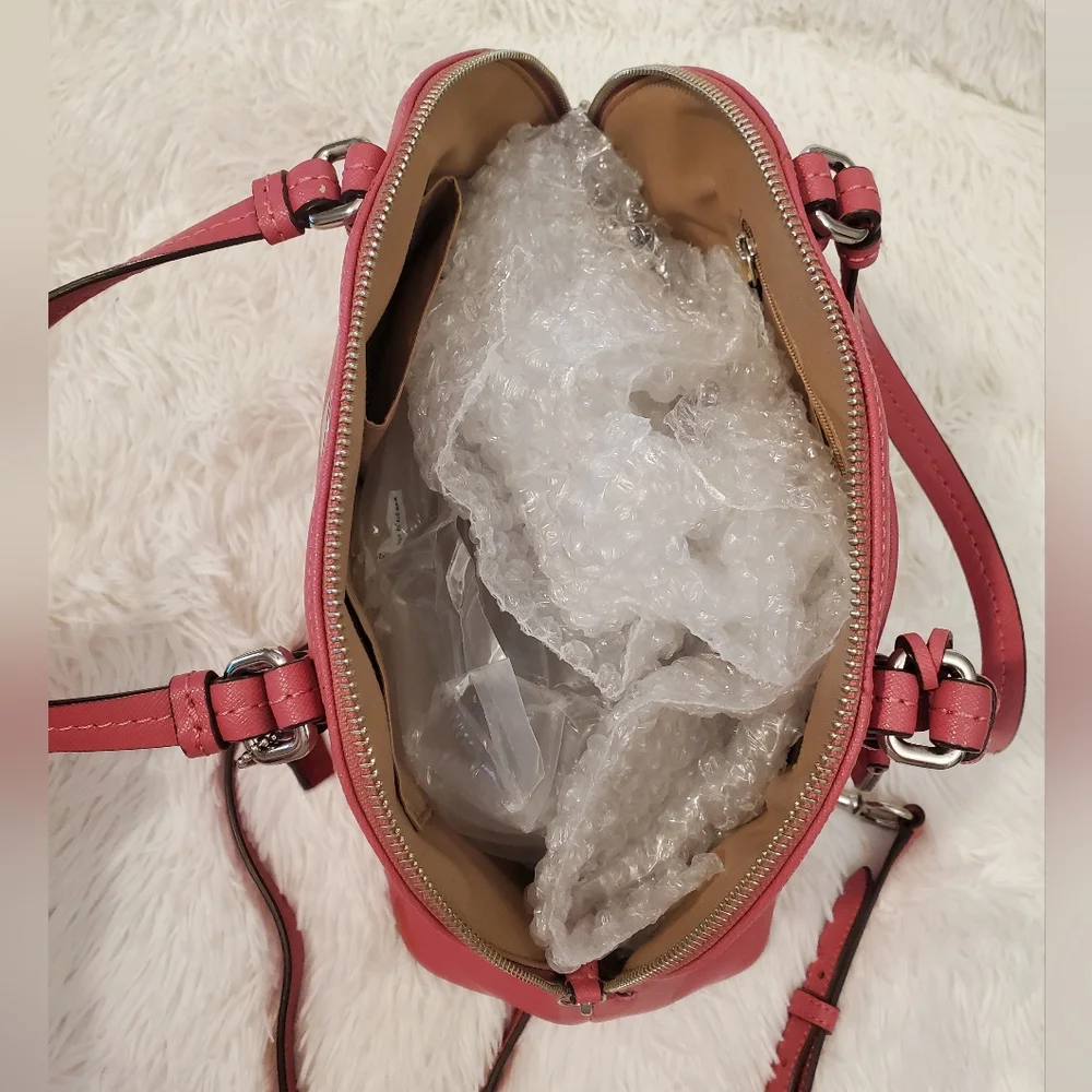 Coach Leather Cora Pink Dome Satchel 2-Way Bag